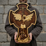 Archangel Michael Solid wood carving gift - Hand carved from a whole piece of wood