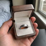 6 mm hammered titanium-steel and natural pear wood ring