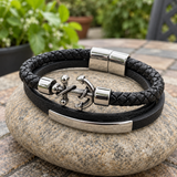 Anchor of Hope Double-Wrap Braided Leather Bracelet