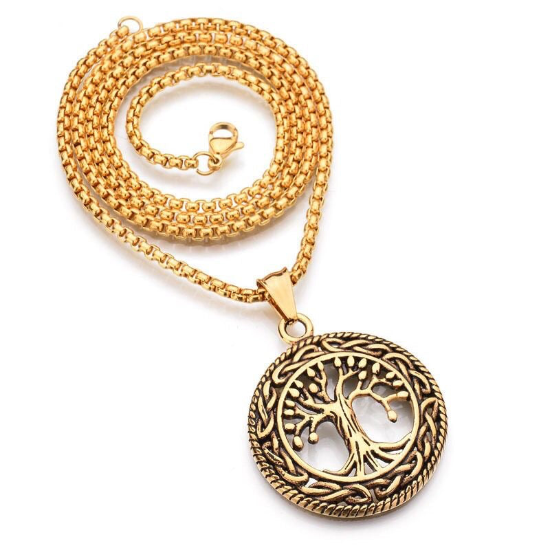 Baum des Lebens Halskette Anhänger Edelstahl Schutz Lucky Talisman Keltischer Schmuck für Männer Frauen