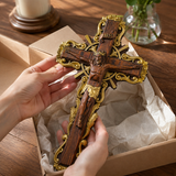 Hand-Carved White Ash Wood Cross - Sacred Christian Home Altar Decor for Christmas & Spiritual Gifting