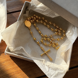Gold Plated Stainless Steel Miraculous Medal Rosary Necklace