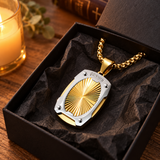 Radiant Shield Pendant Necklace – Titanium Steel Faith-Inspired Men's Necklac