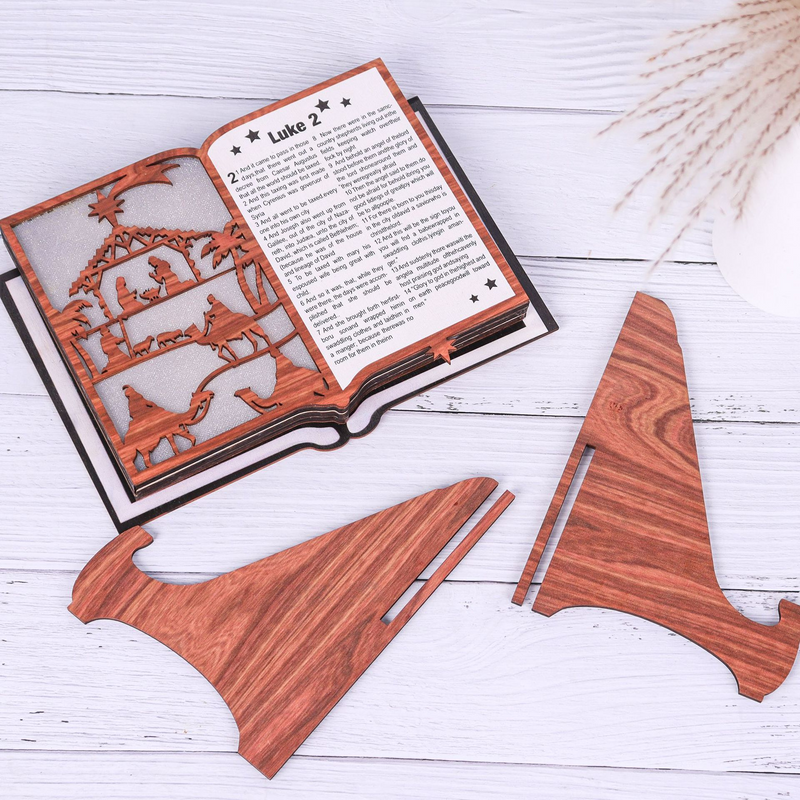 Wooden Glowing Scripture Craft Ornaments Creative Nativity Home Table Decoration Wooden Christmas Holiday Decoration