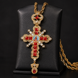 Sacred Heart of Jesus Ornate Zircon Cross Pendant Necklace