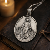 Pure Tin Miraculous Medal Virgin Mary Necklace
