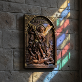 Hand-Carved Archangel Saint Michael Wood Wall Plaque | Catholic Home Decor | Christian Wall Art