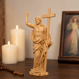 “He Is Risen” — Hand-Carved Boxwood Jesus Resurrection Statue | Symbol of Hope, Faith & New Life