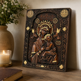 Our Lady of Perpetual Help Wood Art - Hand-Carved Catholic Gift - Mother Mary Comfort Figure