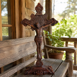 Wood carving of the Cross of the Order of Saint Benedict - with base