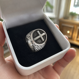 Vintage Cross Signet Ring, Religious Faith Men’s Ring