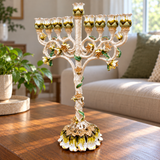Vintage Floral Nine-Branch Menorah Candle Holder