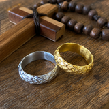 6mm Interwoven Scale Texture Stainless Steel Band Ring – Silver & Gold Promise Ring