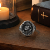 Jesus Crown of Thorns Signet Ring – Christian Faith Cross Ring
