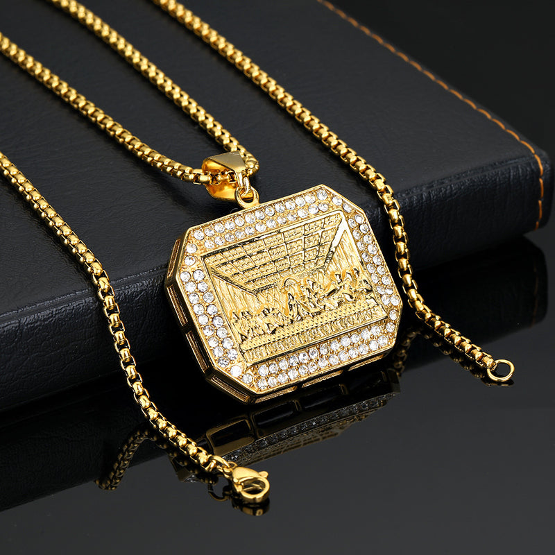 The Last Supper Pendant Necklace in Steel and Titanium with Diamonds