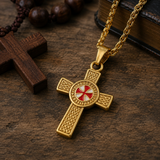 Knights Templar Celtic Knot Cross Necklace for Men, Red Enamel Templar Symbol Stainless Steel Pendant Product Parameters