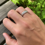6mm Interwoven Scale Texture Stainless Steel Band Ring – Silver & Gold Promise Ring