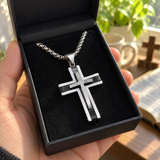 Layered Two-Tone Cross Necklace – Modern Christian Pendant for Men