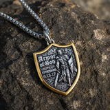 Two-Tone Armor of God Knight Shield Stainless Steel Necklace