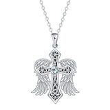 Celtic Knot Winged Cross Necklace – Faith, Protection & Angelic Grace