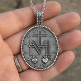 Pure Tin Miraculous Medal Virgin Mary Necklace