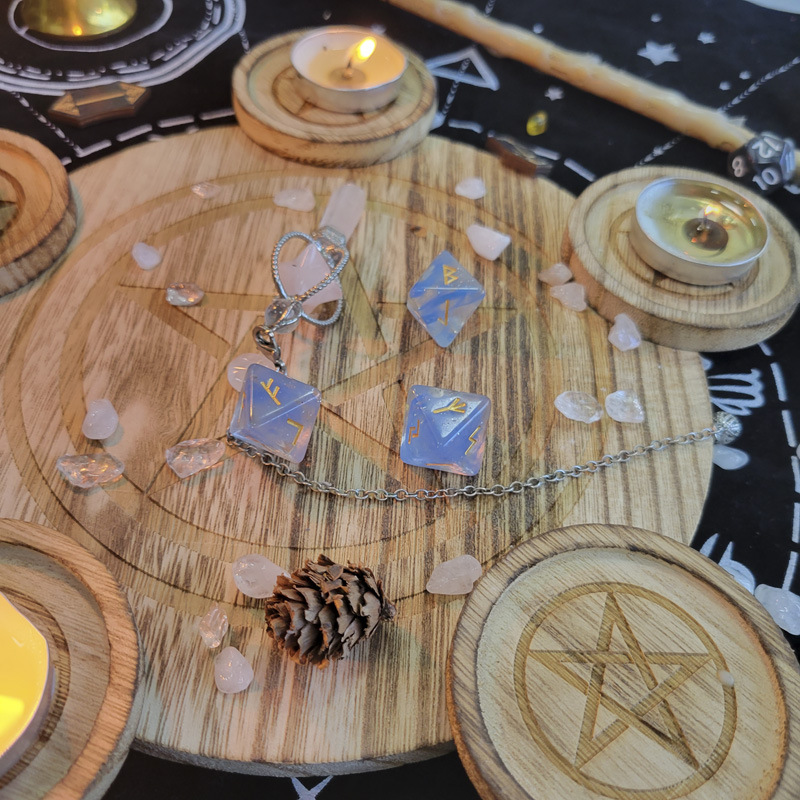 Pentagram Wooden Disc Candle Holder DIY Tarot Decoration Crystal Accessories