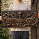 Trinity of Grace” Hand-Carved Jesus & Holy Spirit Wood Wall Art – 22.75
