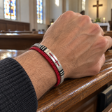Two‑Layer Braided Leather Cross Bracelet