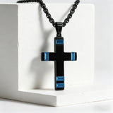 Faceted Two-Tone Stainless Steel Cross Necklace – Bold Faith, Modern Contrast