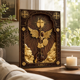 Archangel Michael Square Wooden Icon Religious Gifts - Best Wood Carving Wall Decor