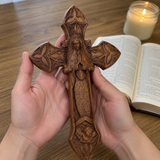 Hand-Carved Beechwood Our Lady of Guadalupe Wall Cross – Catholic Christian Home Décor - design detail