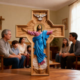 Bgcopper October New Release: Hand-Carved Painted Wood Cross — The Ascension of Christ