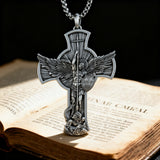 New titanium steel/S925K silver Archangel St. Michael necklace