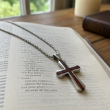 Christian Cross Necklace – Solid Rosewood & Titanium Steel Faith Pendant