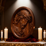"Jesus with the Crown of Thorns" Beechwood Carved Icon | A Concrete Testimony of Redemption