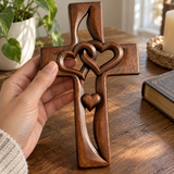 Interwoven Hearts Wood Cross - A God-Centered Symbol for Marriage & Anniversaries