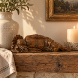 Hand-Carved Sleeping Saint Joseph Wooden Statue – Catholic Religious Home Decor, Prayer & Faith Gift