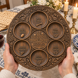 Jerusalem Passover Seder Plate – Hand-Carved Beechwood Judaica for Pesach