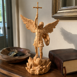 St. Michael the Archangel - Hand Carved Boxwood Sculpture - Spiritual Guardian for Prayer Spaces