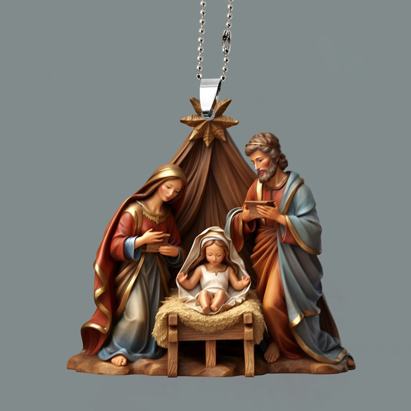 7 Styles Nativity Scene Acrylic Pendants | Christian Christmas Decor for Car Rearview Mirror, Backpack & More