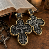 S925 Sliver Handcrafted Double-Sided Redemption: Archangel Michael Guardian Cross Pendant