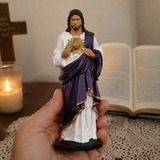 Handcrafted and Hand-Painted Beechwood Desktop Ornament: Sacred Heart of Jesus