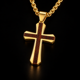 Christian Cross Necklace – Solid Rosewood & Titanium Steel Faith Pendant