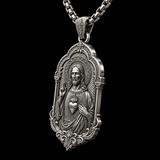 S925 Sterling Silver Sacred Heart of Jesus Pendant Necklace – Catholic Christian Faith Jewelry