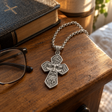 S925 Sterling Silver Jesus Crown of Thorns Cross Pendant Necklace – Christian Faith Jewelry for Men