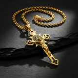 Golden St. Benedict Exorcism Cross - Blessings to you and your family