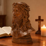 Boxwood Jesus Crown with Thorns Half-Length Desktop Ornament