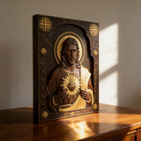 Unser Herr Jesus Heiliges Herz Holz Schnitzerei - Christlich-katholisches personalisiertes Schnitzgeschenk