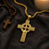 Celtic Knot Titanium Steel Cross Necklace - design detail