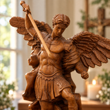 Boxwood Archangel Michael Carving: A Christmas Gift of Divine Protection